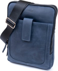 Чоловіча синя сумка-планшет на два відділення з вінтажної шкіри SHVIGEL (11284)