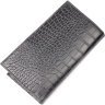 Черный мужской бумажник из натуральной кожи с тиснением под крокодила KARYA (2421139) - 2