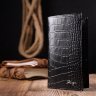 Черный мужской бумажник из натуральной кожи с тиснением под крокодила KARYA (2421139) - 6