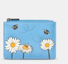 Жіночий шкіряний гаманець Yoshi Y1321 Bee Happy 94953 (блакитного кольору з принтом квіточки та бджілки)