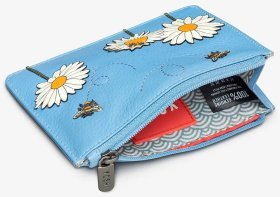 Жіночий шкіряний гаманець Yoshi Y1321 Bee Happy 94953 (блакитного кольору з принтом квіточки та бджілки)