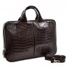 Ділова сумка зі шкіри під крокодила в коричневому кольорі - DESISAN (11589) - 6