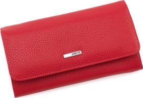 Класичний великий жіночий гаманець червоного кольору з фактурної шкіри KARYA (55953)