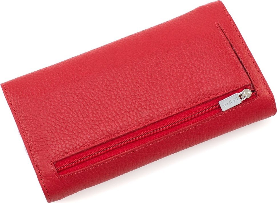 Класичний великий жіночий гаманець червоного кольору з фактурної шкіри KARYA (55953)