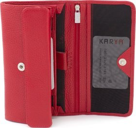 Класичний великий жіночий гаманець червоного кольору з фактурної шкіри KARYA (55953)
