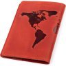 Червона обкладинка на паспорт із вінтажної шкіри з картою світу Shvigel (2413920) - 2