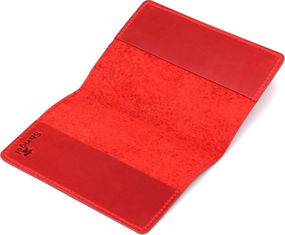 Красная обложка на паспорт из винтажной кожи с картой мира Shvigel (2413920)