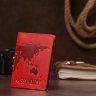 Красная обложка на паспорт из винтажной кожи с картой мира Shvigel (2413920) - 7