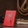 Червона обкладинка на паспорт із вінтажної шкіри з картою світу Shvigel (2413920) - 8