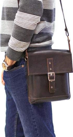 Мужская кожаная сумка-планшет коричневого цвета VATTО (11994) - 2