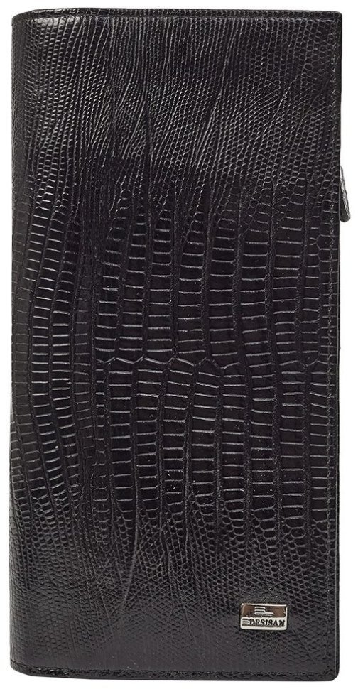 Большой мужской купюрник из натуральной кожи с лазерной фактурой Desisan 106653 черного цвета modnotak фото №1