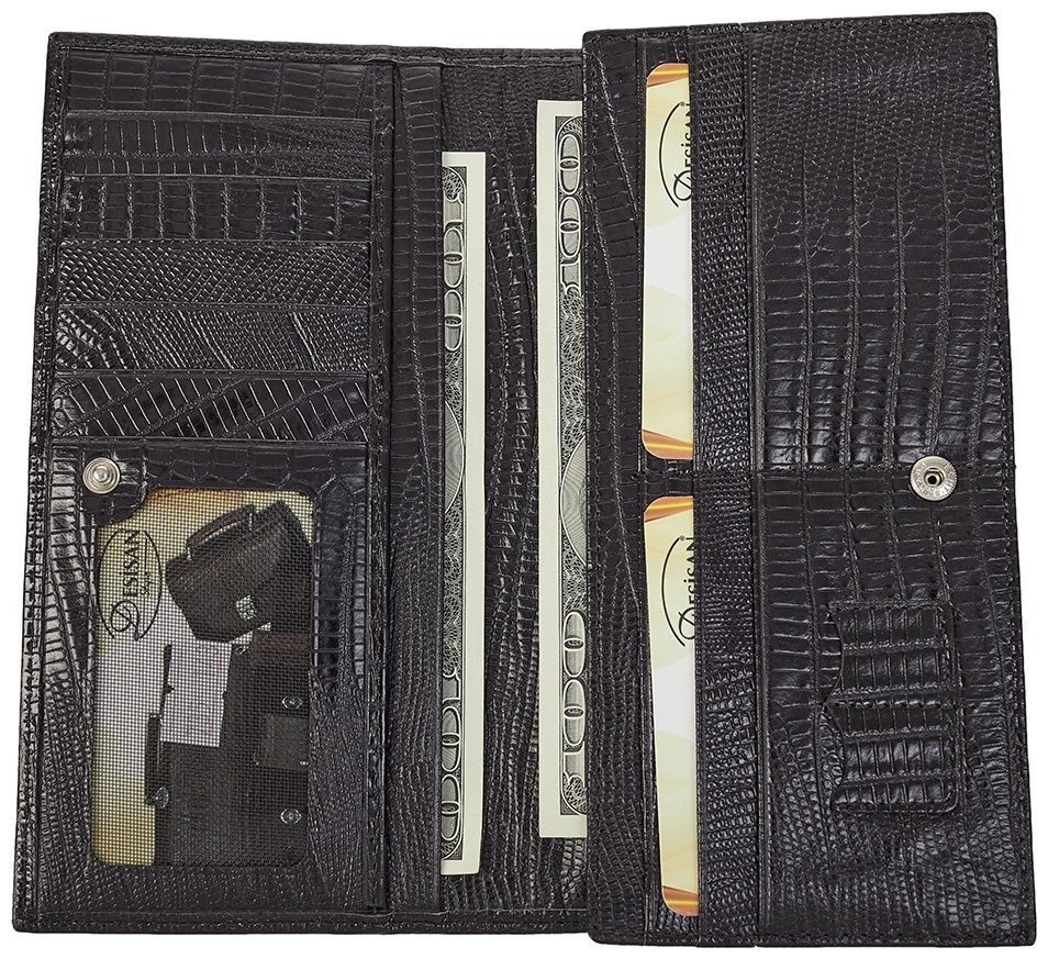 Большой мужской купюрник из натуральной кожи с лазерной фактурой Desisan 106653 черного цвета modnotak фото №3