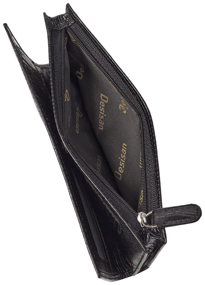 Большой мужской купюрник из натуральной кожи с лазерной фактурой Desisan 106653 черного цвета modnotak фото №4