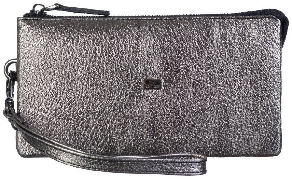 Женский клатч из натуральной кожи с кистевым ремешком Desisan 106753 серебряного цвета modnotak фото №1