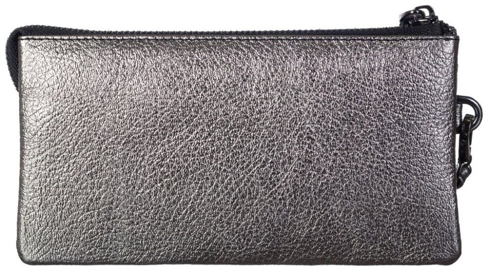 Женский клатч из натуральной кожи с кистевым ремешком Desisan 106753 серебряного цвета modnotak фото №3