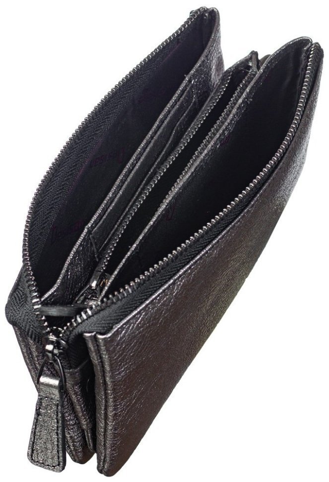 Женский клатч из натуральной кожи с кистевым ремешком Desisan 106753 серебряного цвета modnotak фото №5