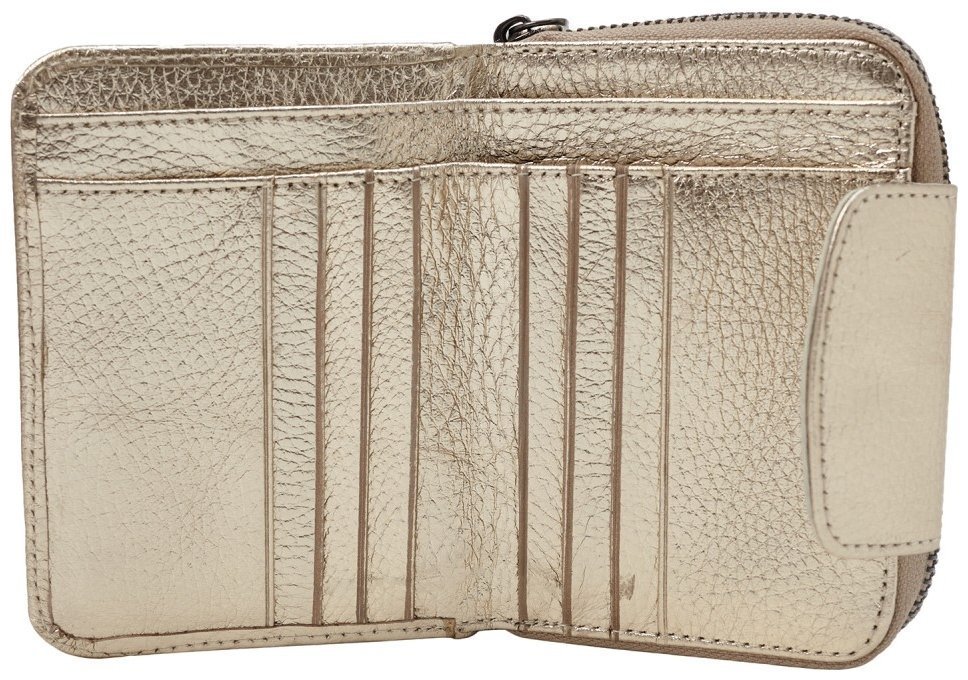 Женский кожаный кошелек золотистого цвета с монетницей на молнии Desisan 107053 modnotak фото №3