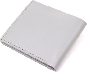 Сірий невеликий портмоне з натуральної гладкої шкіри на кнопці Shvigel (2416451)