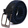 Чорно-синій ремінь брючний з текстилю зі стандартною пряжкою Vintage (2420811) - 2