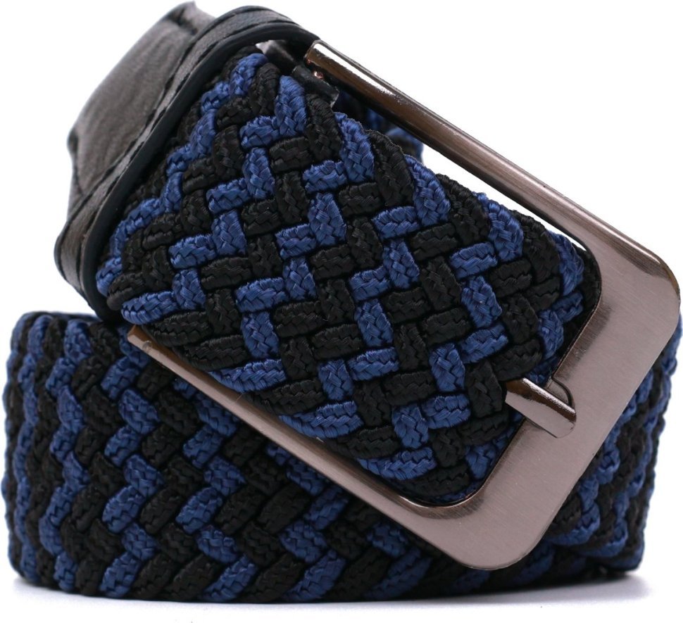 Чорно-синій ремінь брючний з текстилю зі стандартною пряжкою Vintage (2420811)