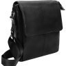 Чорна чоловіча сумка з натуральної зернистої шкіри із клапаном Borsa Leather (57353) - 1