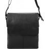 Чорна чоловіча сумка з натуральної зернистої шкіри із клапаном Borsa Leather (57353) - 2