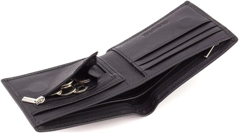 Черное маленькое мужское портмоне из натуральной кожи на магнитах ST Leather 1767353