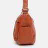 Жіноча плечова сумка коричневого кольору із зернистої шкіри на дві блискавки Keizer (22054) - 4