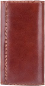 Просторий жіночий шкіряний гаманець коричневого кольору з клапаном на кнопці Visconti 67553