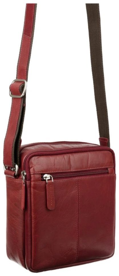 Маленька чоловіча наплічна сумка-планшет з натуральної шкіри коричневого кольору Visconti 77753