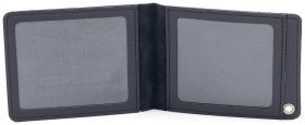 Шкіряна обкладинка для посвідчення УБД учасника бойових дій Leather Collection 97753 темно-синього кольору