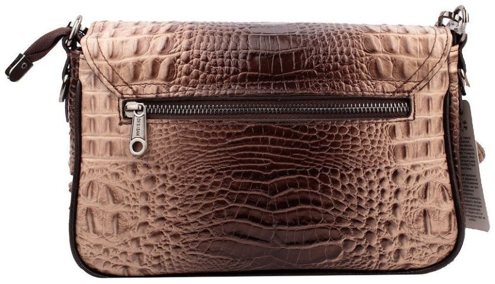 Повседневная женская сумка бежевого цвета из кожи с фактурой под крокодила Desisan 107853 modnotak фото №3