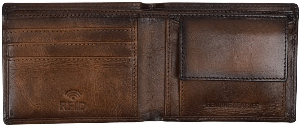 Мужской кошелек из гладкой кожи с монетницей Hammonds Flycatcher HF594 коричневого цвета 107953 modnotak фото №3