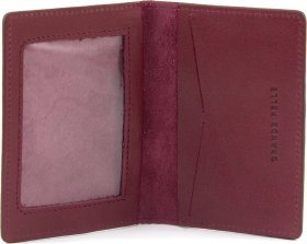 Марсаловая обложка для военного билета из натуральной итальянской кожи с принтом карты Украины - Grande Pelle (21956)