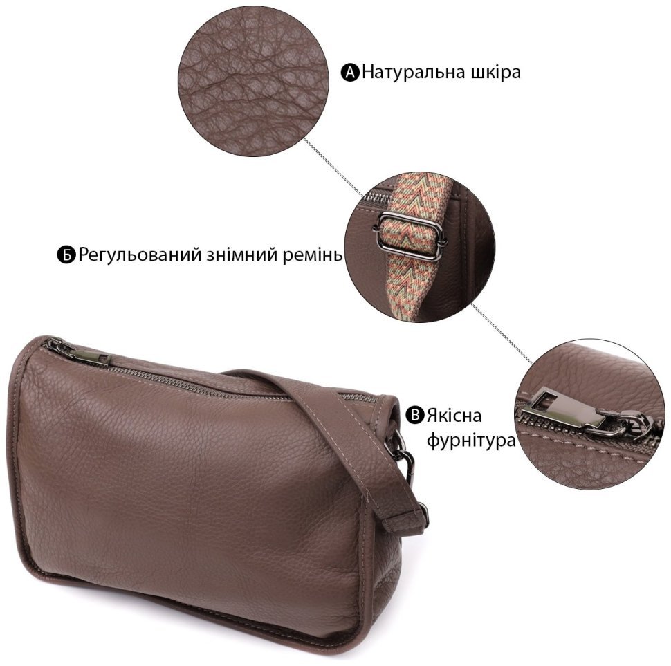 Небольшая женская сумка из кожи через плечо Vintage 98153 коричневого цвета фото №4 Небольшая женская сумка из кожи через плечо Vintage 98153 коричневого цвета modnotak фото №4