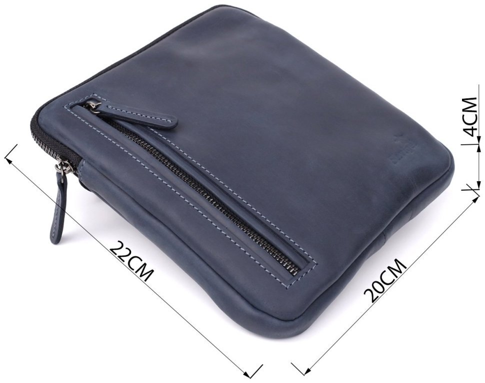 Городская компактная мужская сумка из винтажной кожи через плечо Shvigel синего цвета 108353 фото №3 Городская компактная мужская сумка из винтажной кожи через плечо Shvigel синего цвета 108353 modnotak фото №3