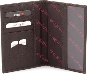 Кожаная обложка коричневого цвета с выраженной фактурой KARYA (094-39) - 2