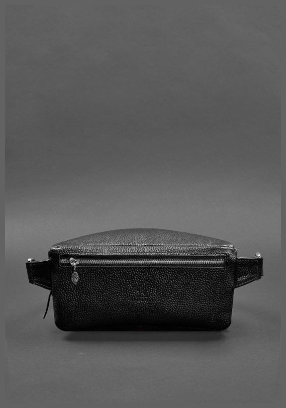 Шкіряна жіноча сумка на пояс чорного кольору з бахромою BlankNote Spirit 78553