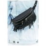 Шкіряна жіноча сумка на пояс чорного кольору з бахромою BlankNote Spirit 78553 - 9