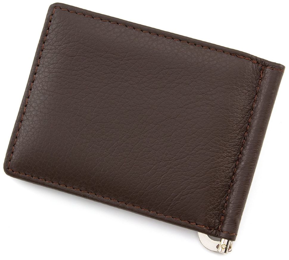 Коричневий затиск для грошей і карток ST Leather (16676)