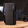 Якісний гаманець-клатч чорного кольору з натуральної шкіри з тисненням під крокодила CANPELLINI (2421543) - 6