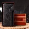 Якісний гаманець-клатч чорного кольору з натуральної шкіри з тисненням під крокодила CANPELLINI (2421543) - 8