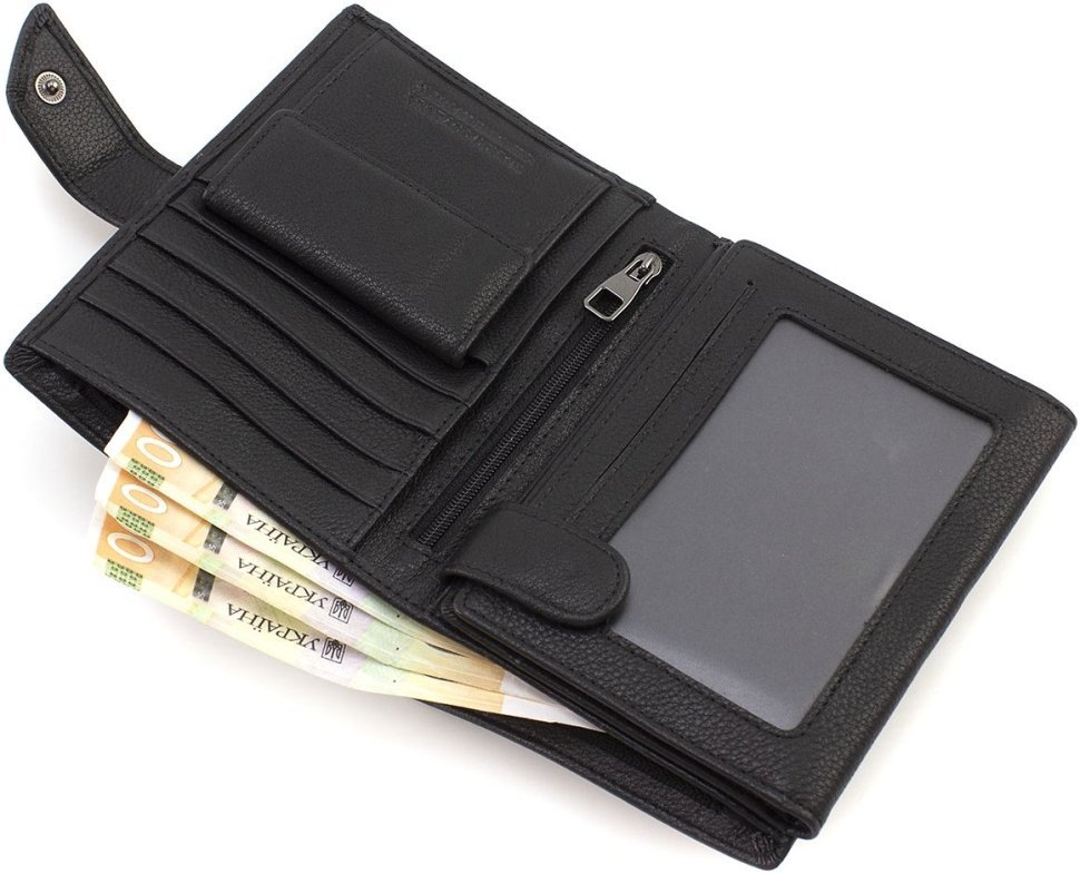 Шкіряний чоловічий гаманець середнього розміру із блоком під документи Marco Coverna 68653