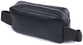 Фактурная кожаная сумка-бананка для мужчин Shvigel 22826 Черная