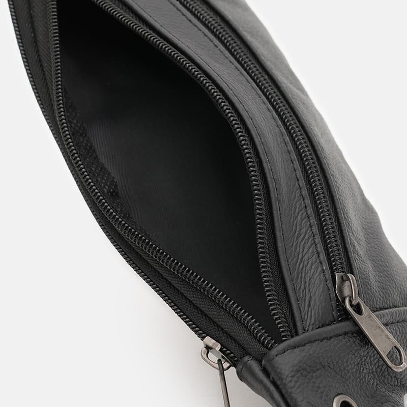 Зручна чоловіча сумка на пояс із натуральної шкіри Borsa Leather 88753 Чорна modnotak фото №5