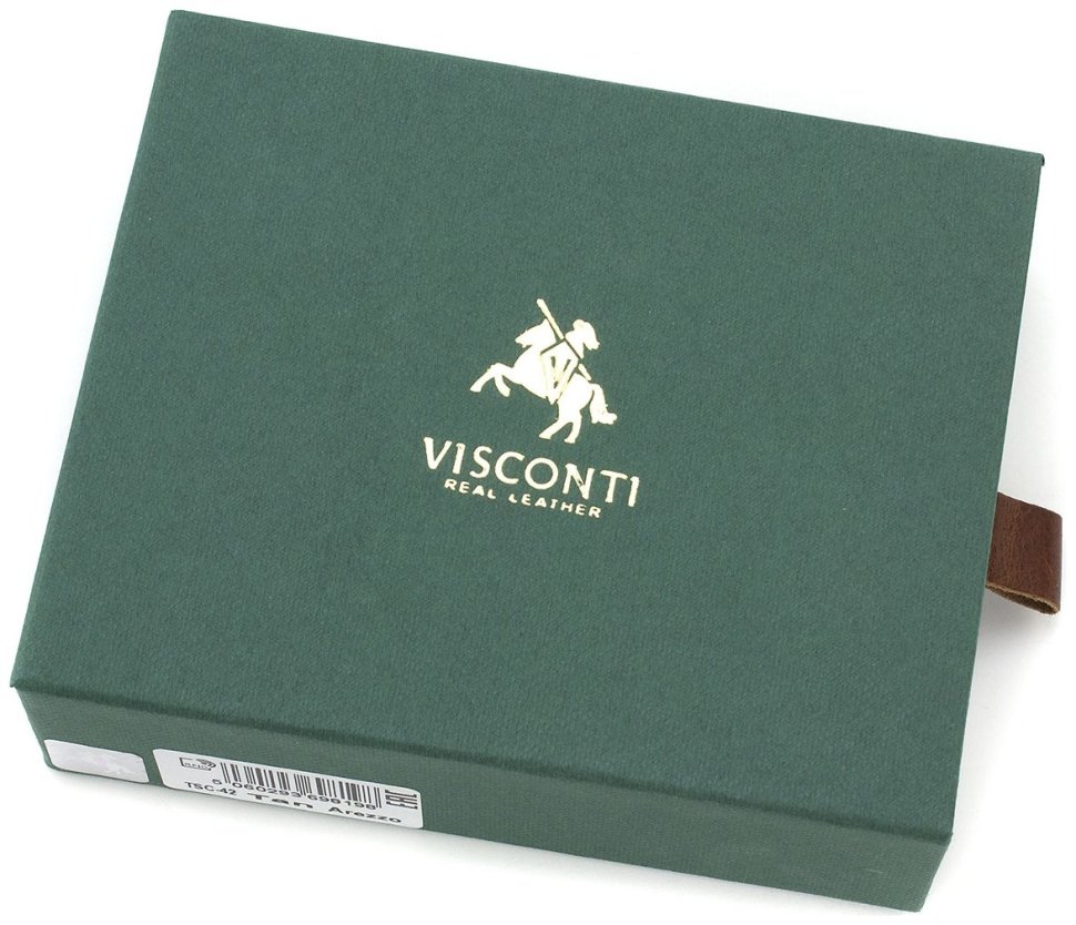 Коричневое мужское портмоне из натуральной кожи высокого качества на кнопке Visconti Arezzo 68953