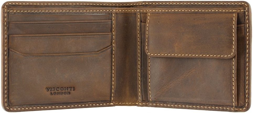 Мужское коричневое портмоне из натуральной кожи с винтажным эффектом Visconti Bronte 69253
