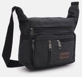 Містка чоловіча сумка із текстилю чорного кольору Monsen 89253