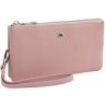 Шкіряний жіночий гаманець-клатч світло-рожевого кольору з блискавичною застібкою ST Leather (15332) - 1