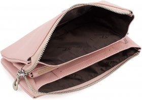 Шкіряний жіночий гаманець-клатч світло-рожевого кольору з блискавичною застібкою ST Leather (15332) - 2